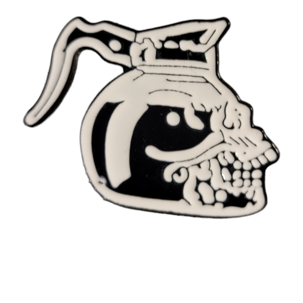 Skull coffee pot enamel pin - Picture 2 of 3